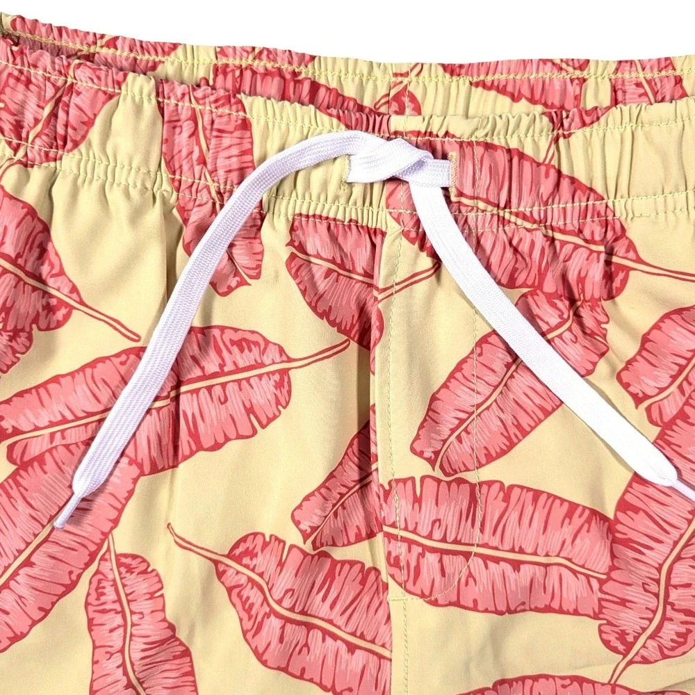 Bearbottom Stretch Swim Shorts Tropical Banana Leaf Print 5.5